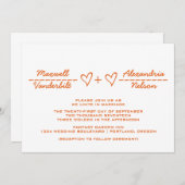 Oranje Heart Equation Wedding Invite Kaart (Voorkant / Achterkant)