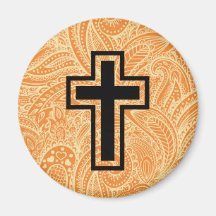 Oranje Heilig Christelijk Kruis Wooden Magnet Magneet
