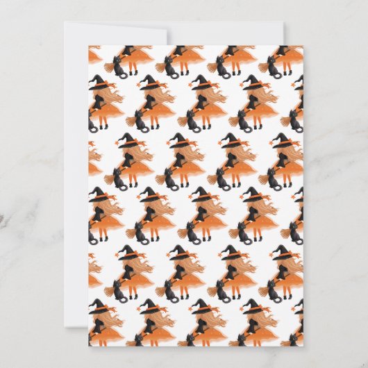 Oranje heks Halloween Verjaardag Kaart (Achterkant)