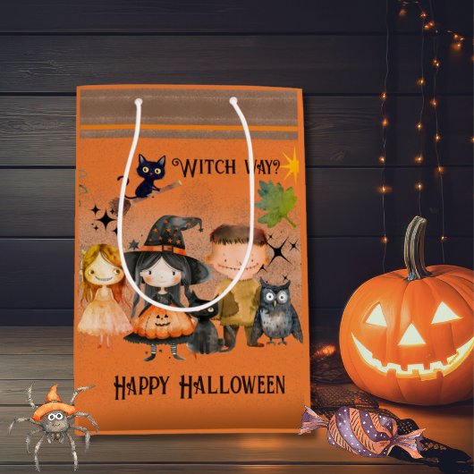 Oranje heks manier Halloween Medium Cadeauzakje