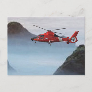 Oranje helikopter voor de kustwacht briefkaart