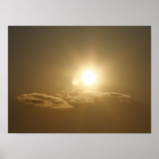Oranje hemel met zon en wolken poster (Voorkant)