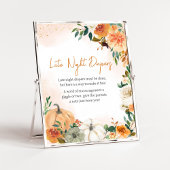 Oranje Herfst Bloemen Pompoen Late Night Luiers Poster
