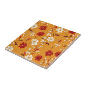 Oranje Herfst Boho  Bloempatroon Tegeltje (Zijkant)