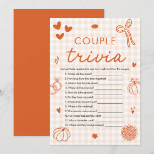 Oranje Herfst Boog Koppel Trivia Bruidsfeest Spel Kaart