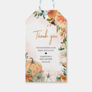 Oranje herfst Herfst bloemenpompoen Favor Tags Cadeaulabel