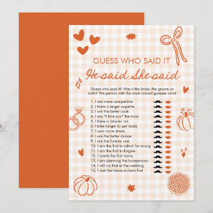 Oranje Herfst Hij Zei Zij Zei Bruid of Bruidegom S Kaart