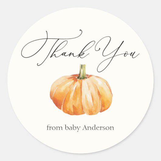 Oranje Herfst Pompoen Dank Je Ronde Sticker (Voorkant)