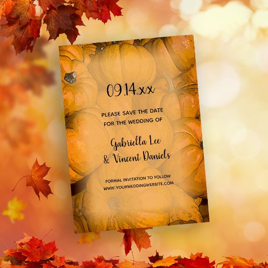 Oranje herfst pompoenen bruiloft sparen Datum Save The Date