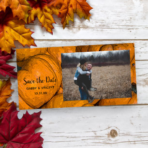 Oranje herfst Pumpkin Wedding Save the Date Photo
