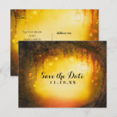 Oranje Herfst Rustic Enchanted Forest Bewaar de da Aankondigingskaart (Voorkant / Achterkant)