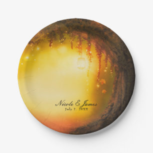 Oranje Herfst Rustic Enchanted Forest Reception Papieren Bordje