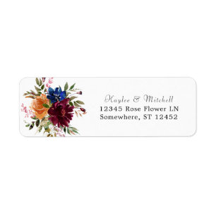 Oranje Herfst van de Burgundy Navy Floral 2 Return Etiket