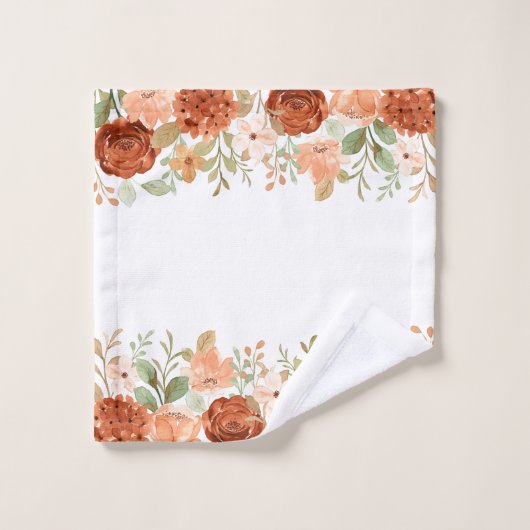 Oranje herfst waterverf floraal bad handdoek (Wasdoekje)