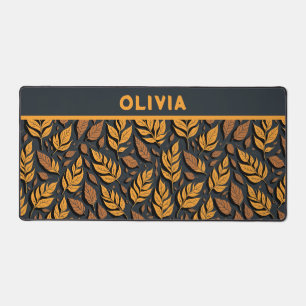 Oranje herfstbladeren op bruine achtergrond bureaumat