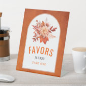 Oranje herfstbloemen, bladeren bruiloft Favors Reclamebord Met Voetstuk (Insitu)