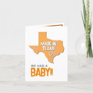 Oranje Herringbone Made in Texas Photo Baby Aankondiging