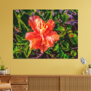 Oranje Hibiscus Beauty Canvas Afdruk