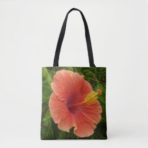 Oranje Hibiscus Bloem Tropische Floral Draagtas