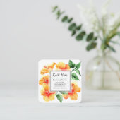 Oranje Hibiscus Bloem Visitekaartje met QR-code (Staand voorkant)