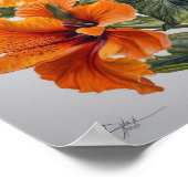 Oranje Hibiscus Bloemenkunst Print Poster (Hoek)