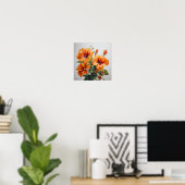 Oranje Hibiscus Bloemenkunst Print Poster (Thuiskantoor)