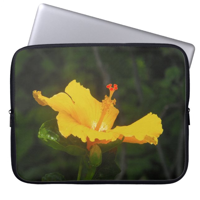 Oranje Hibiscus Flower Laptop Sleeve (Voorkant)
