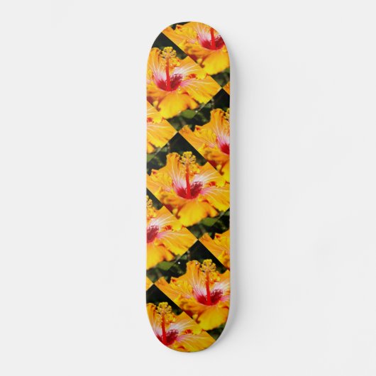 Oranje Hibiscus Flower Side Uitzicht Patroon Skateboard (Voorkant)