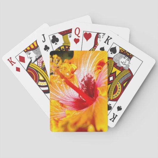 Oranje Hibiscus Flower Side Uitzicht Speelkaarten (Achterkant)