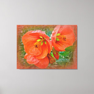 Oranje Hibiscus Flowers Canvas Afdruk