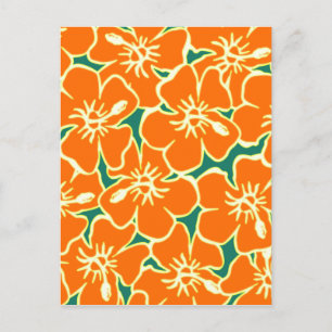 Oranje Hibiscus Flowers Tropisch Hawaiian Luau Briefkaart