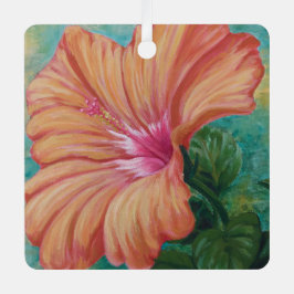 Oranje Hibiscus-Ornament Metalen Ornament