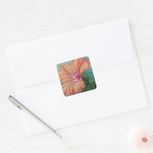 Oranje Hibiscus Stickers (Envelop)