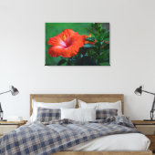 Oranje Hibiscus Stretched Canvas afdrukken (Insitu (Slaapkamer))
