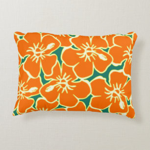 Oranje Hibiscus Tropical Flowers Hawaiian Pillow Accent Kussen