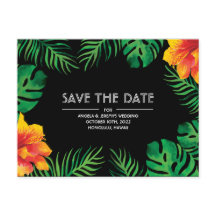 Oranje Hibiscus Tropical Save the Date