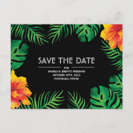 Oranje Hibiscus Tropical Save the Date Briefkaart