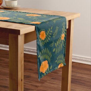 Oranje Hibiscus Tropical Table Runner Korte Tafelloper