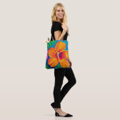 Oranje hibiscus tropische canvas tas (Op model)
