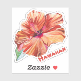 Oranje Hibiscus Waterverf Hawaiian Sticker