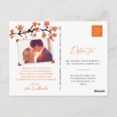 Oranje Hibiscus wervelt tropische bruiloft dank u Briefkaart (Achterkant)