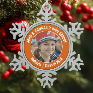 Oranje High School Marching Band Fotocadeau Tin Sneeuwvlok Ornament