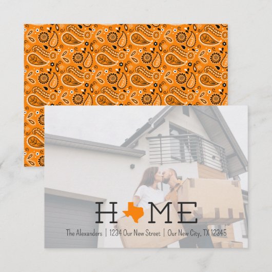 Oranje HOME Texas Moving Announement (Voorkant / Achterkant)