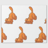 Oranje hond cadeaupapier (Vlak)