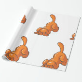 Oranje hond cadeaupapier (Uitgerold)