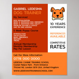 Oranje hond, Dog Trainer Adverteren Poster