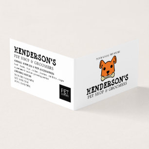 Oranje Hond met Bot, Dierenwinkel & Verzorger Gede Visitekaartjes