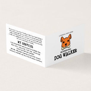 Oranje hond met bot, Dog Walker Gedetailleerd Visitekaartjes