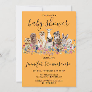 Oranje Honden Huisdier Familie viering Baby shower Kaart