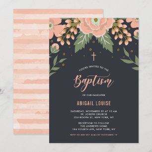 Oranje Honey Blooms Floral Baptism Invitation Kaart